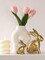 Golden Bunny Figurines, Wooden Bunny Decor, Small Easter Rabbit Statue Set of 2, Vintage Easter Decorations, Bunny Decorations for Home, Spring Decor, Gift